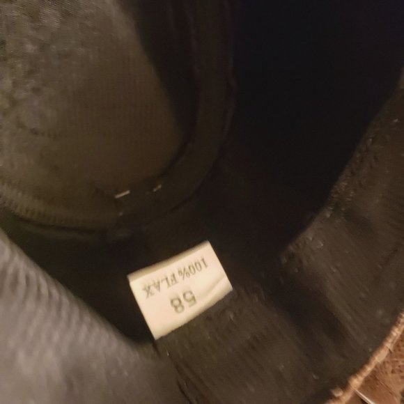 Flax Fedora size 7 1/4 earth brown woven flax linen - Picture 5 of 9